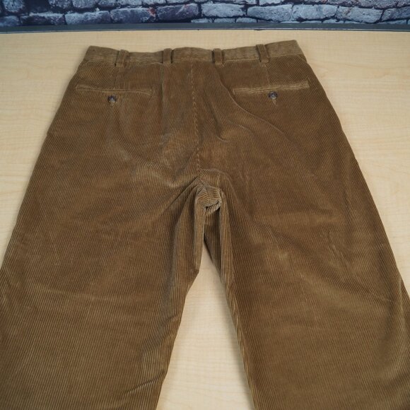 Brooks Brothers Hudson Corduroy Pants Camel Tan Flat Front Trousers Mens 33 x 30 - Picture 4 of 7